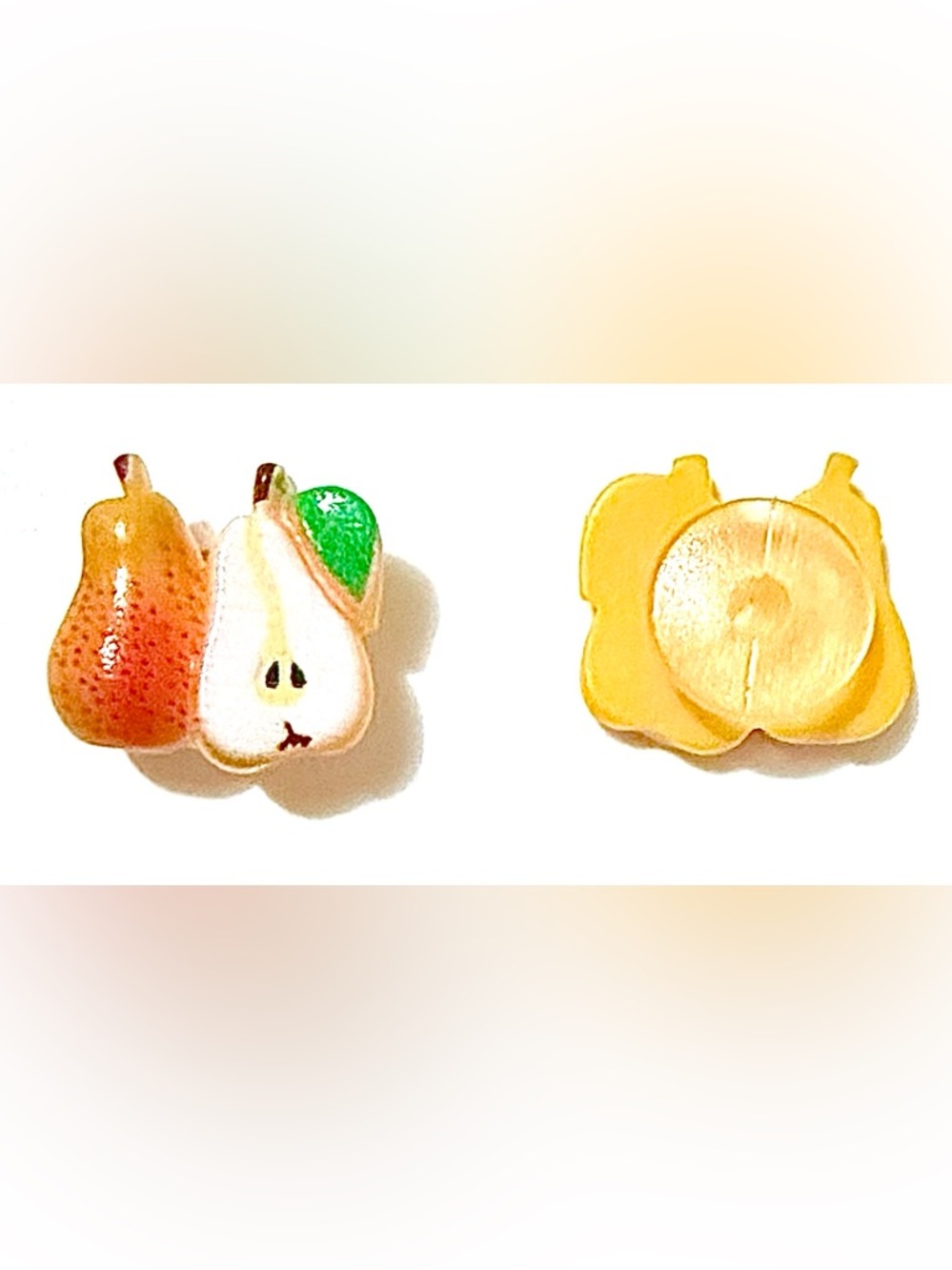 2 Pear Glossy Resin Croc Charms Jibbit Shoe Charm Disney Croc Charms